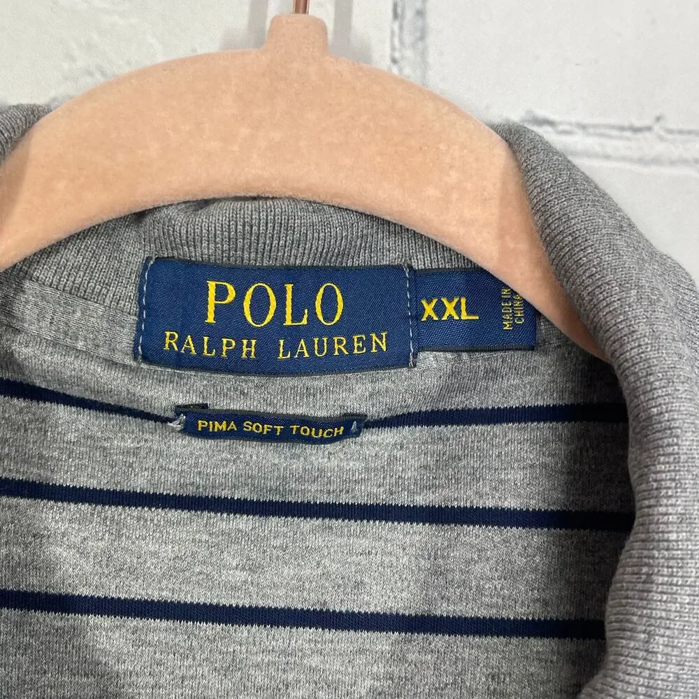 Polo Ralph Lauren Polo Shirt Men XXL Classic Fit Striped Pima Cotton Flesh Pony